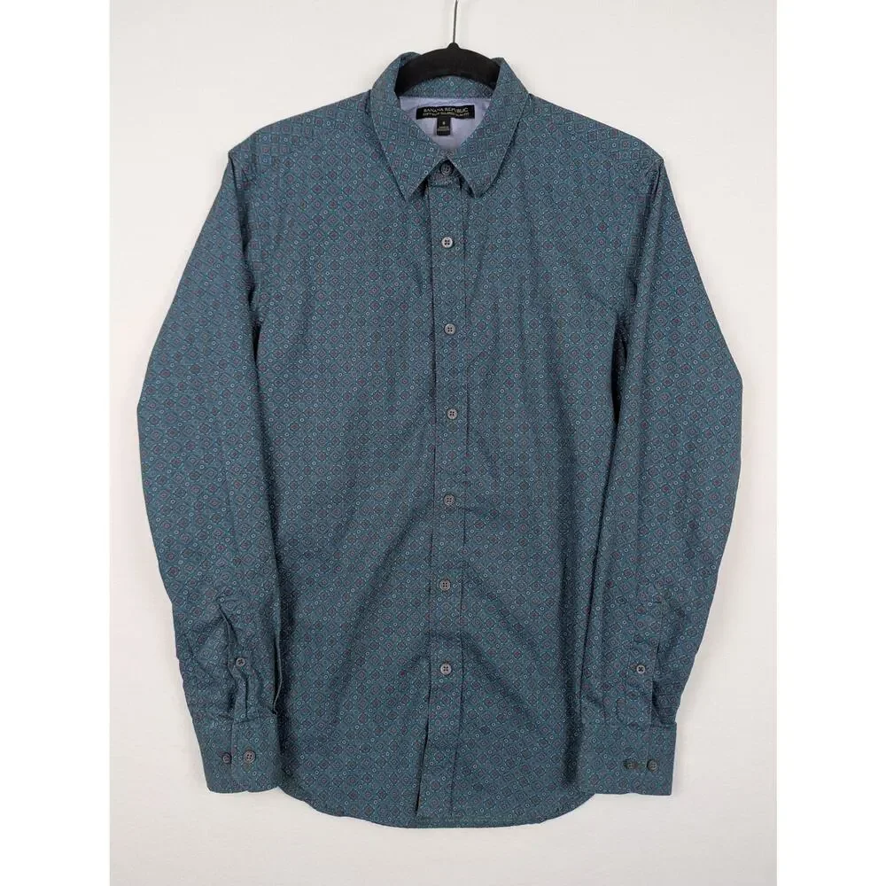 Banana Republic Green Patterned Tailored Slim Fit Shirt‎ Size Small